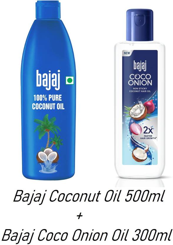 BAJAJ Coco Onion Hair Oil(300ml) + Coconut Hair Oil(500ml) Hair Oil ...