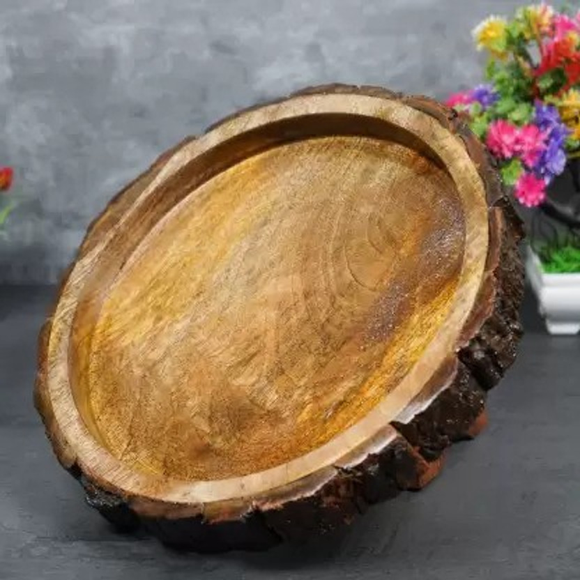 DECORASIA Premium Look Round Shape serving tray which adds beauty to your table & serving Tray(Microwave Safe)