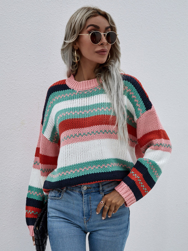 Urbanic Colorblock Round Neck Casual 