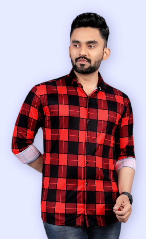 Red and black check shirt flipkart Clearance
