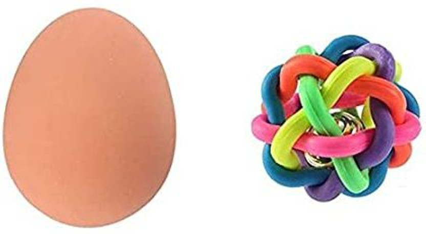 Woofy Dog Bouncing Egg Chew Toy and Interactive Rainbow Ball Puppy Teething Toy Cotton Chew Toy, Ball For Dog & Cat