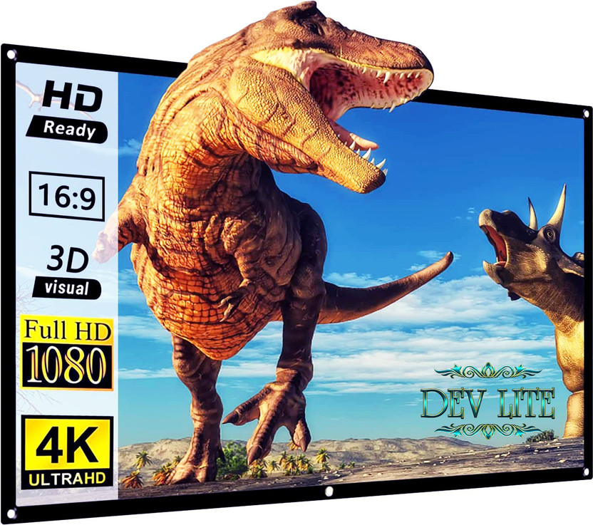 Dev Dev Lite Premium 73 Inch- 5.4Ft x 3Ft (Anti-Creased) (Foldable) (Anti-Light) 16:9 4K Eyelet HG Projector Screen (Width 162.5 cm x 92 cm Height) - Flipkart Deal
