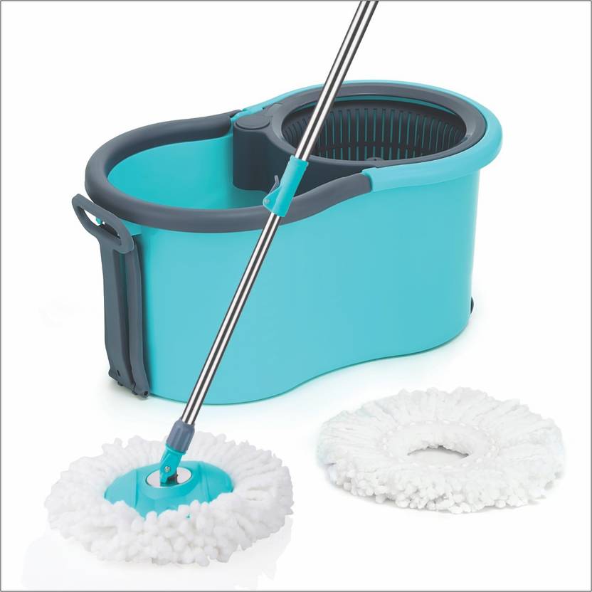 ELINOR Bucket Spin Mop Floor Cleaning and Mopping System,2 Microfiber