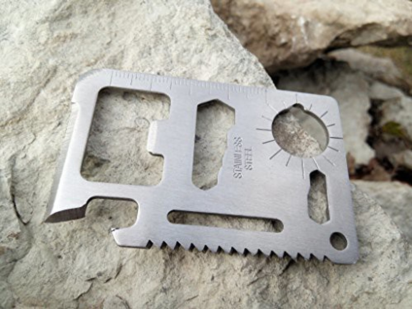 WunderVoX 11 in 1 Multifunction Credit Card Survival Knife Camping Tool-X29 Camping & Hiking Opener::Wrench::Lanyard hole::Direction::Ruler::Screwdriver::Knife edge