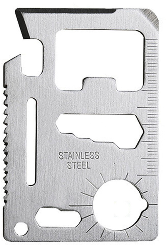 WunderVoX 11 In 1 Outdoor Multi Function Survival Wallet Credit Multi Tool Card-X66 Hunting Opener::Wrench::Lanyard hole::Direction::Ruler::Screwdriver::Knife edge