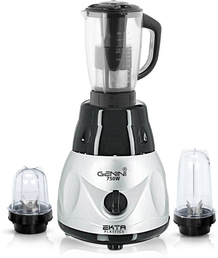 Gemini 750watts Mixer Grinder with 3 Jars (1 Juicer Jar and 2 Bullet