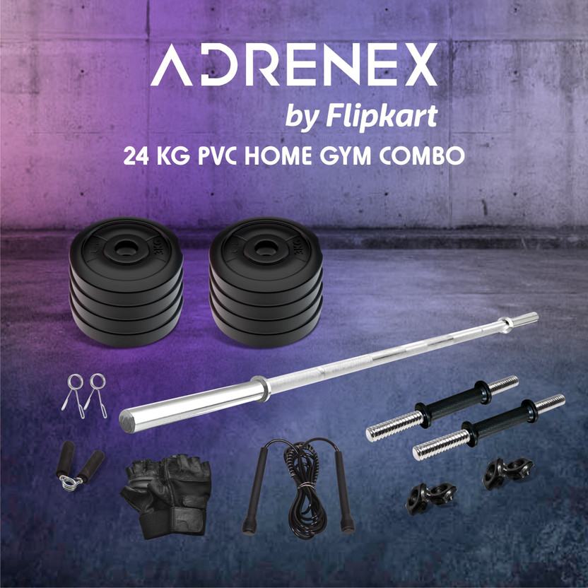 Adrenex Adrenex 24 Kg 24 PVC COMBO 9 WB Home Gym Combo - Flipkart Deal