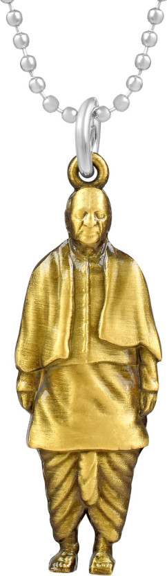 MissMister Brass Antique Goldplated Sardar Patel Chain Pendant India leader Hero Gold-plated Brass Pendant