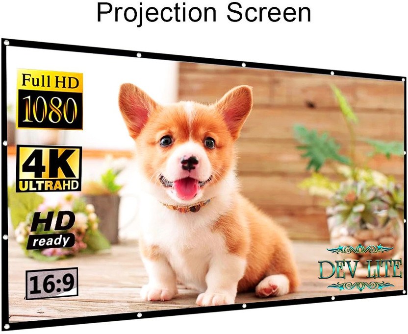 Dev Dev Lite Premium 80 Inch- 5.8Ft x 3.3Ft (Anti-Creased) (Foldable) (Anti-Light) 16:9 4K Eyelet HG Projector Screen (Width 177 cm x 100 cm Height) - Flipkart Deal