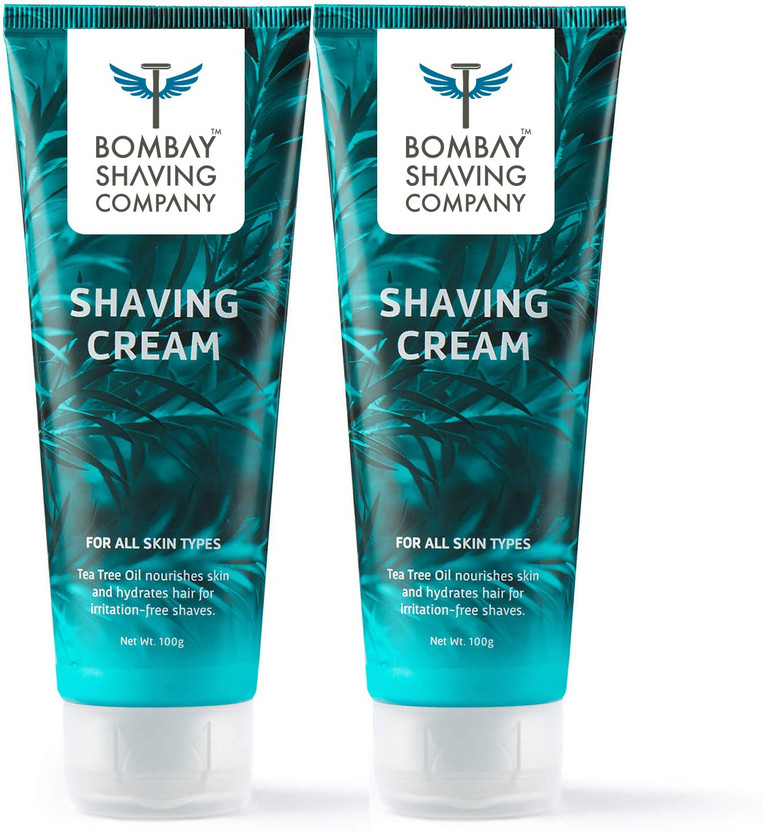 BOMBAY SHAVING COMPANY Shaving Cream with Tea Tree oil , Aloe Vera and Menthol Extracts- 2 x 100 g (Value Pack of 2)(200 g)