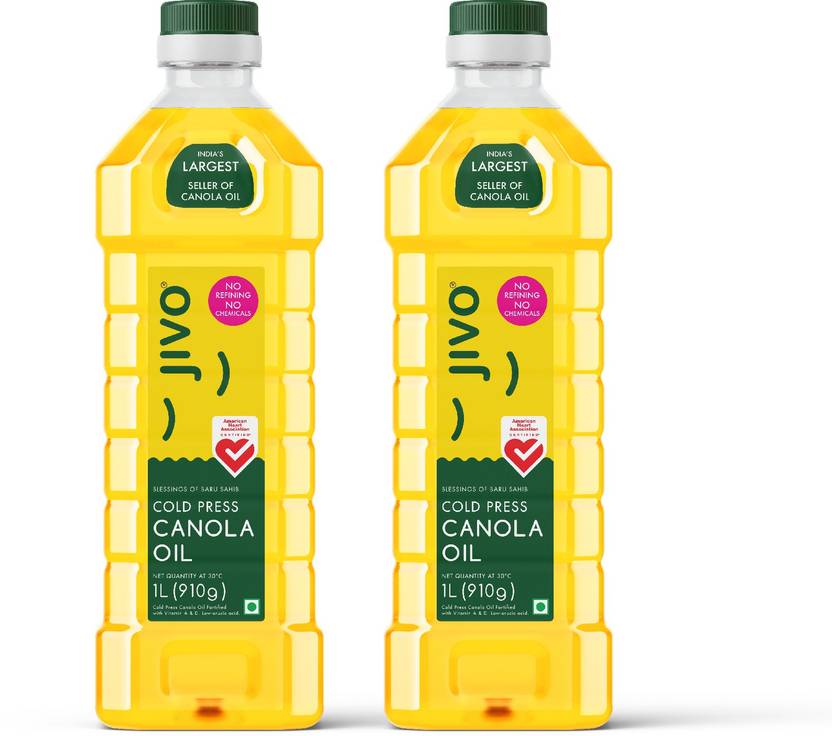 Jivo Canola Cold Press Edible Oil 1 Litre (Pack of 2) Canola Oil
