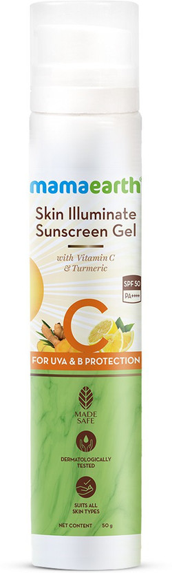 Mamaearth Sunscreen - SPF 50 PA+++ Skin Illuminate Sunscreen with SPF 50 Gel with Vitamin C & Turmeric(50 g)