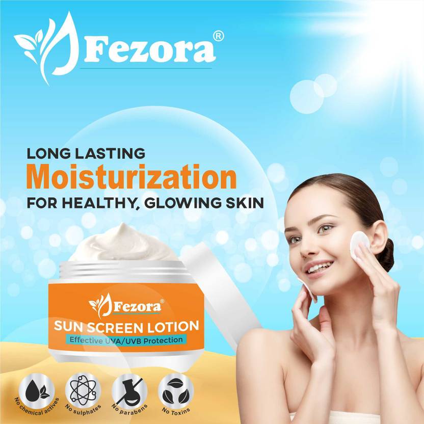 Fezora Sunscreen Cream SPF 50 Lightweight, No White Cast, Broad