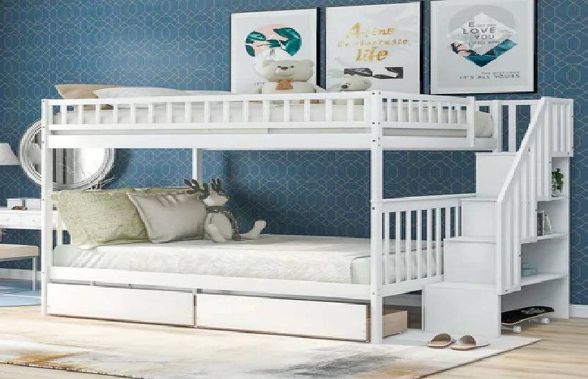 Lakdi Wooden Kids Bunk Bed With Storage For Home And Hostels Solid Wood lakdi-wooden-kids-bunk-bed-with-storage-for-home-and-hostels-solid-wood