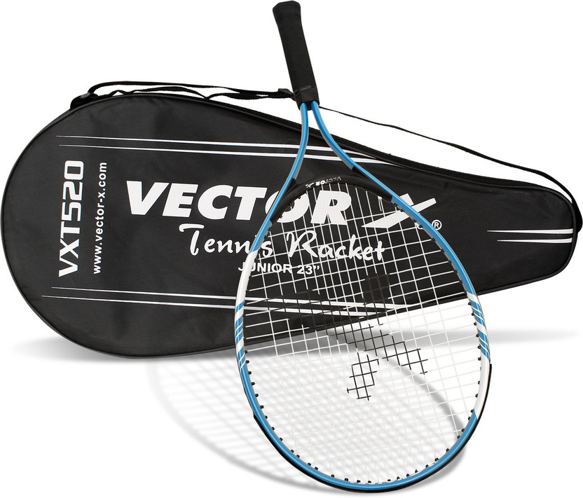 VECTOR X VXT-520 Aluminium Frame+ Full Cover|Oval Shape|Beginners Intermediate level 23" Blue Strung Tennis Racquet(Pack of: 1, 220 g)