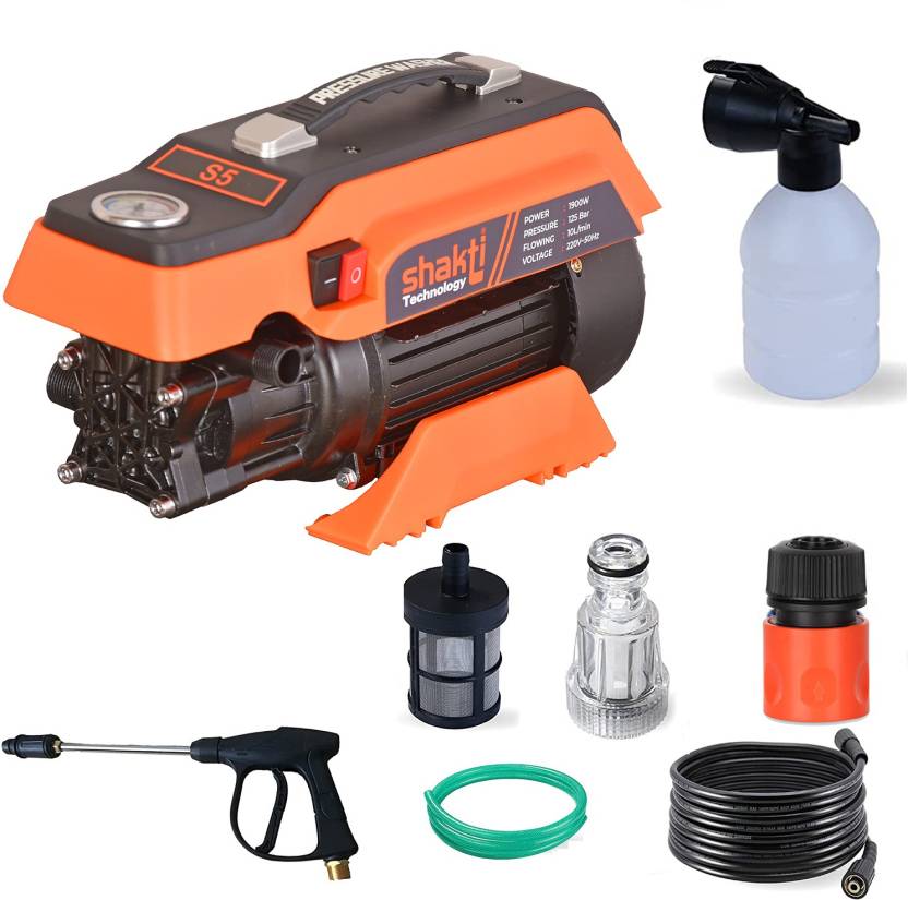 Shakti Technology Mega Flow S5 Car Washer 1900 Watts And Pressure 125 Bar With Hose Pipe 7924