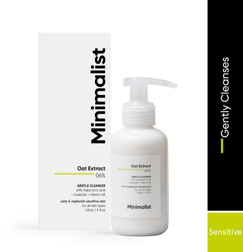 Minimalist Gentle Cleanser 6% Oat Extract For Sensitive Skin | Hydrating | Sulphate Free | Non-Drying | Non-Irritant |With Hyaluronic Acid Face Wash(120 ml)