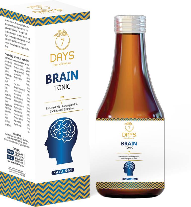 7 Days Ayurvedic Brain Tonic Syrup With Ashwagandha, Sankhpuspi