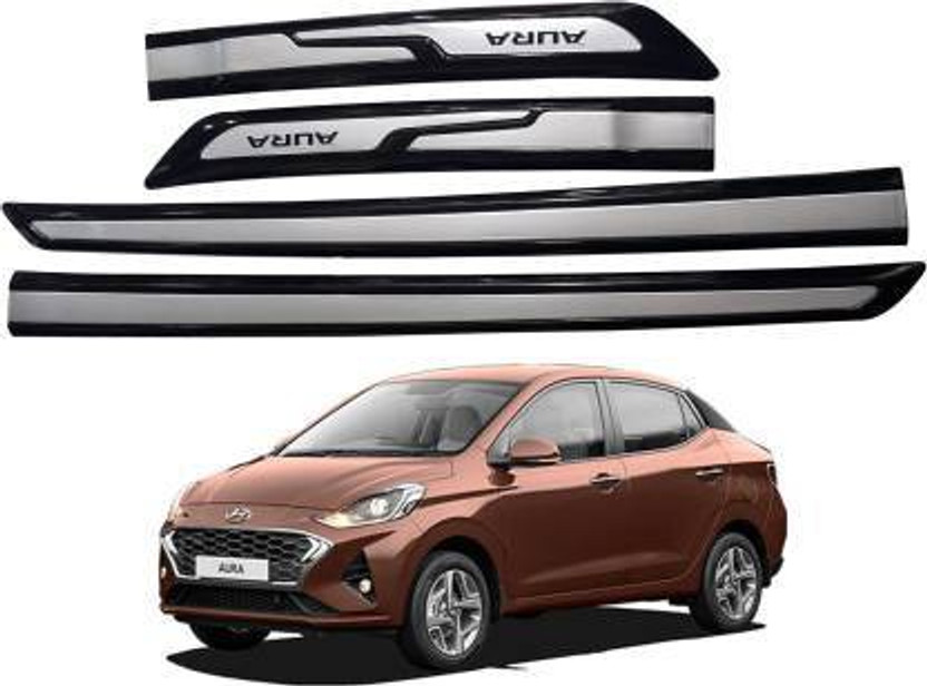 Bubu Car Door Side Chrome line Beading for hyundai aura Car Set of 4 piece (5M) Car Beading Roll For Door(5 m)