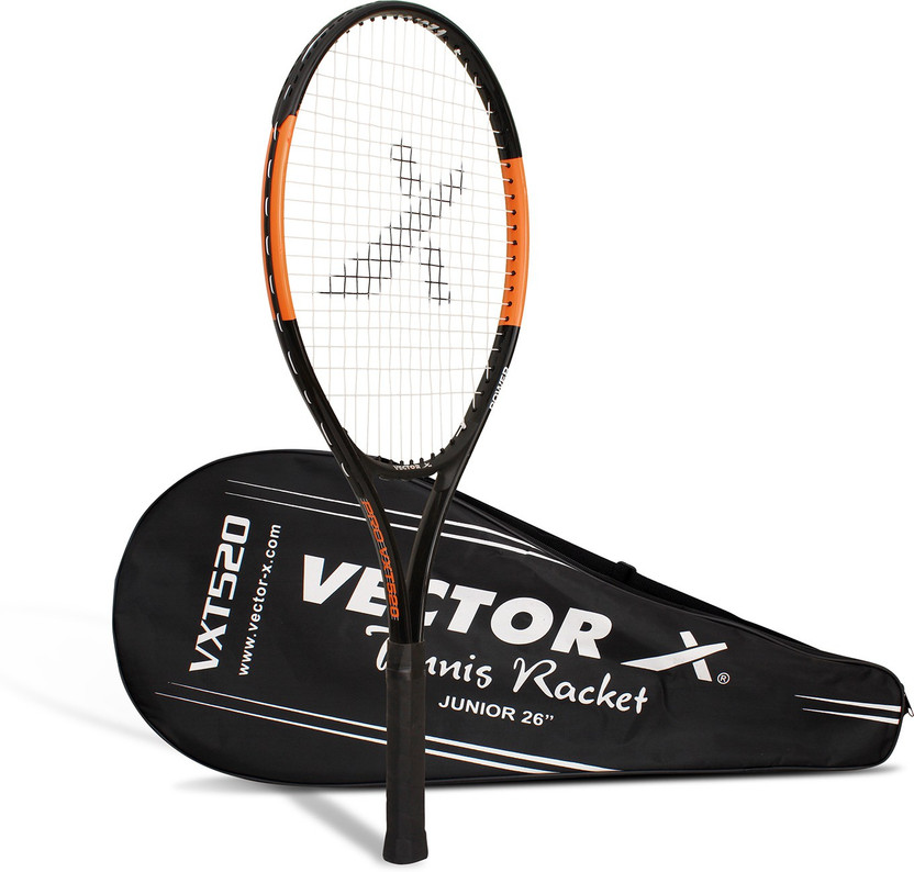 VECTOR X VXT-520 Aluminium Frame+ Full Cover|Oval Shape|Beginners Intermediate level 26" Orange Strung Tennis Racquet(Pack of: 1, 260 g)