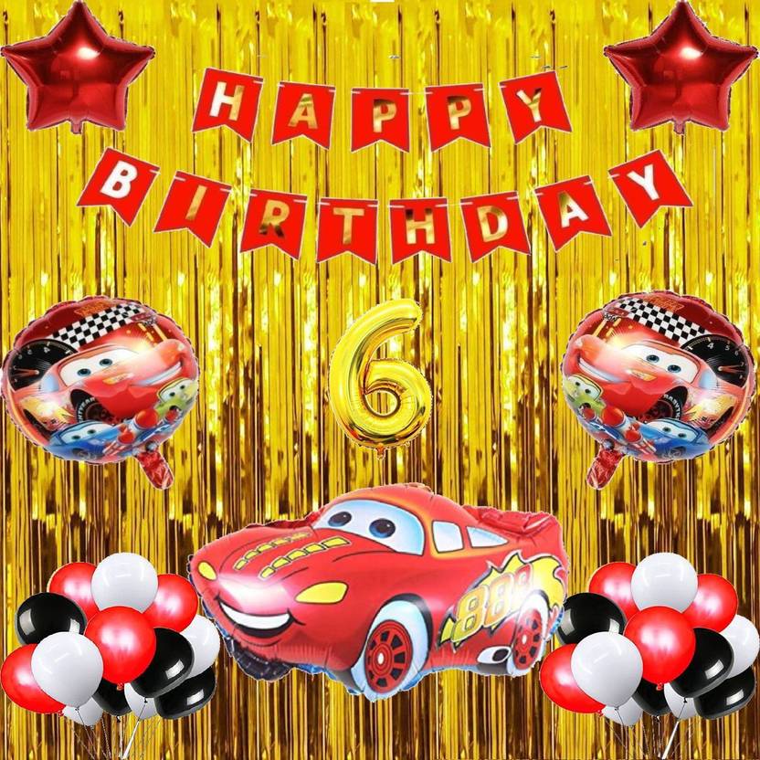 Attache McQueen Car Theme Birthday Decorations Items or Kit (6 Happy