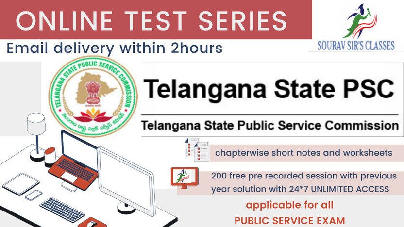 Material On Telengana State PSC Online Test Series | Chapterwise, Topicwise Questions And Mock Tests With Solutions | Practice 2080 MCQs | 200 Free Classes (Email Delivery In 2 Hours)(Spiral, SOURAV SIR)