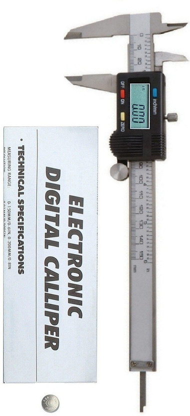 GoodsBazaar 0-150 mm 6 Inch 6" Digital Caliper Steel Ruler Scale Electronic Vernier Caliper Electronic Vernier Micrometer Multimeter Measuring Instrument Hand Tool 150mm 6" Digital Caliper(0-150 mm)