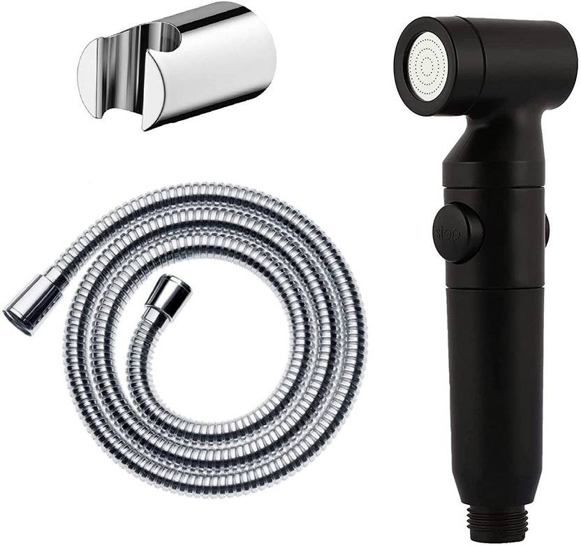 Prestige ABS Full Black Toilet/washroom Health faucet with 1.5mtr ss tube and wall hook Health