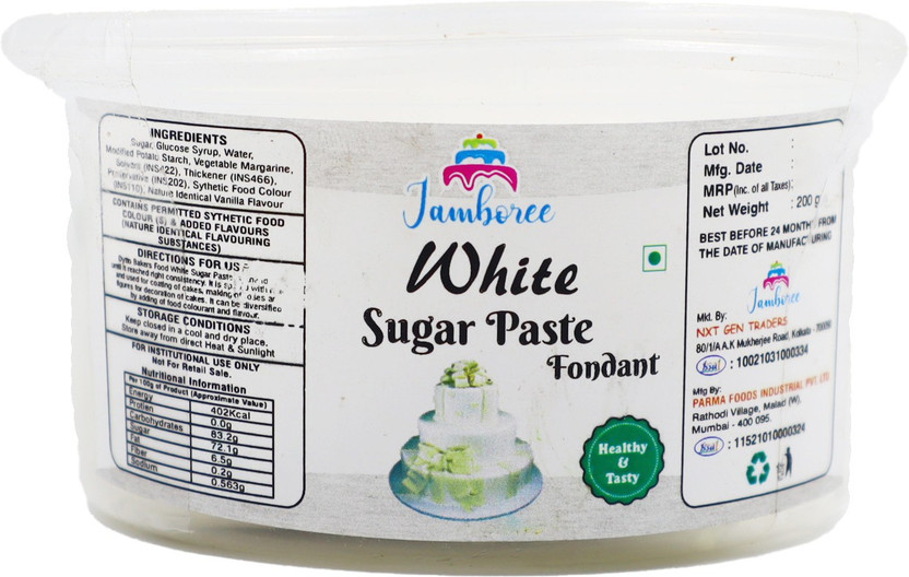 JAMBOREE White Fondant Sugar Paste for Cake Cup Cake Decoration Sugar Paste(200 g)