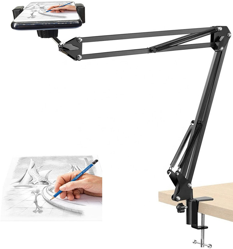Mobtude Professional Microphone Stand with Phone Holder Useful for Studio Recording Microphone Stand(Black)