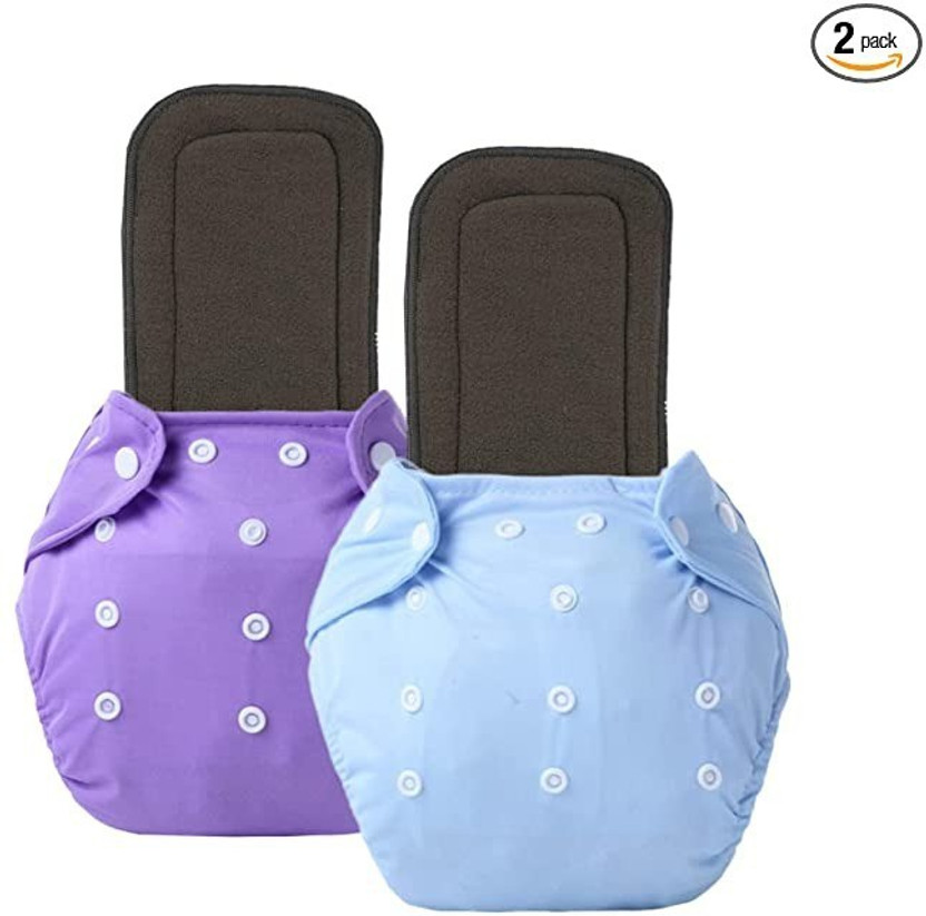 Arzok 100% Cloth Diapers for Babies (3Months - 3 Years) Reusable|Washable (Purple,Sky)