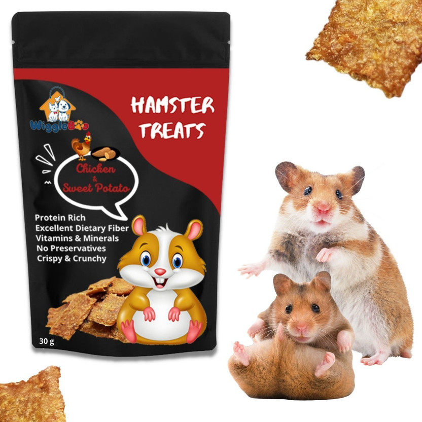 WiggleBoo Chicken & Sweet Potato Hamster Treat, Protein Rich, Crunchy Healthy Snacks Chicken, Sweet Potato Hamster Treat(30 g)