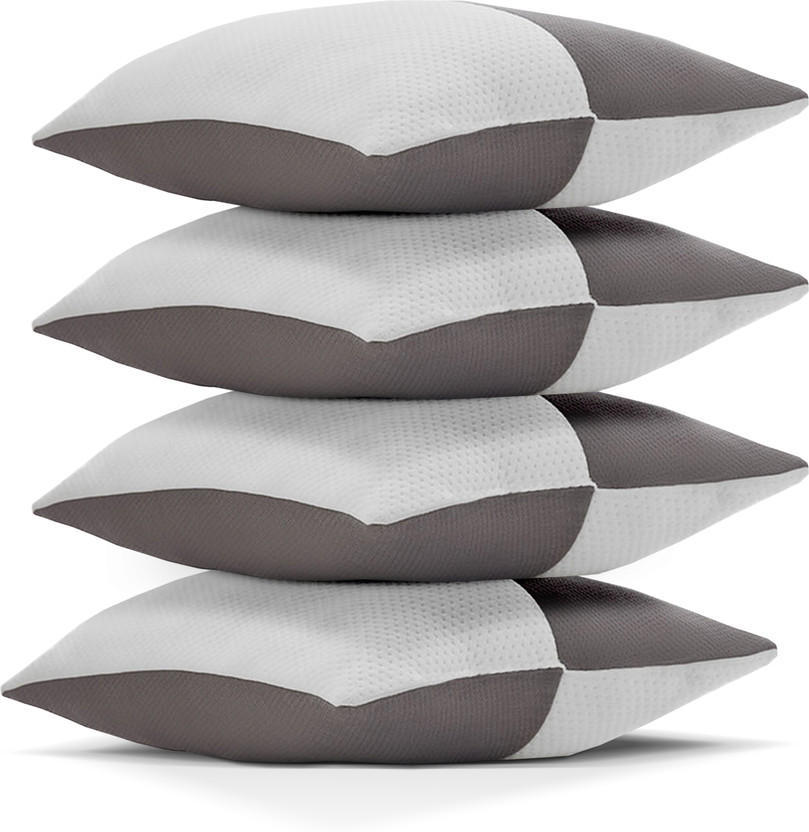 LA VERNE Microfibre Sleeping Pillow Pack of 4 Geometric LUXURY(Grey, White)