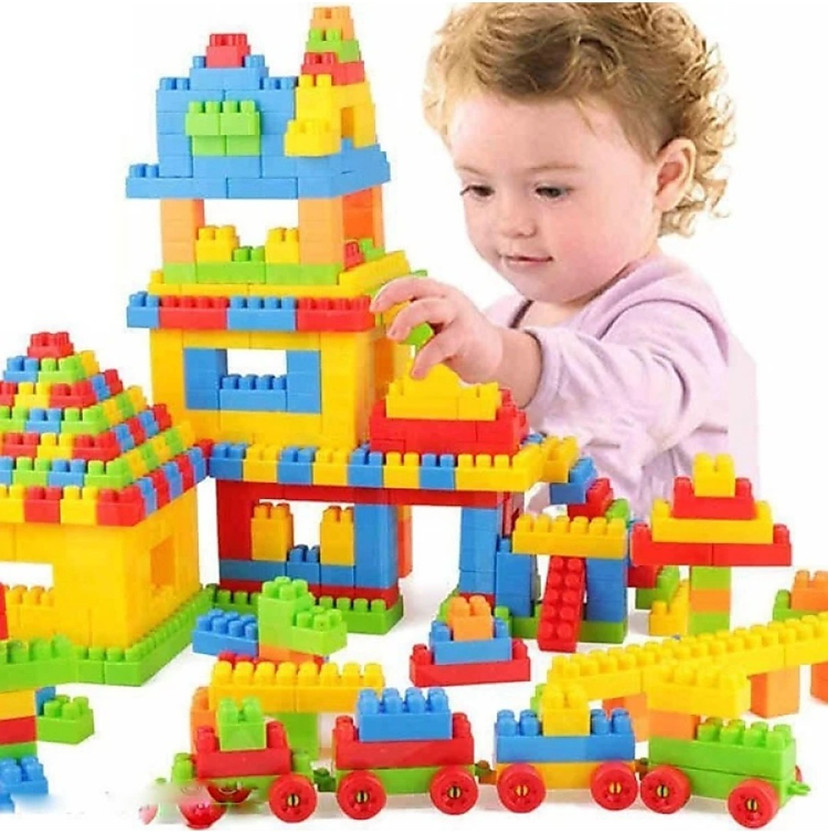 Midhash BEST BABY GIFT Light Weight(98Pcs+8Tyres)100Pcs Building Blocks,Kids Toy Set(Multicolor)