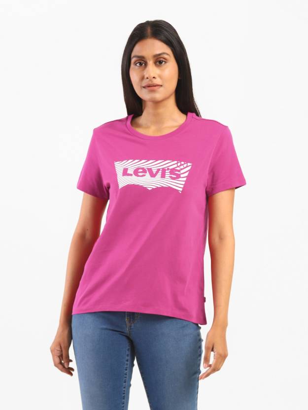 LEVI'S Graphic Print Women Crew Neck Purple T-Shirt - Buy LEVI'S Graphic  Print Women Crew Neck Purple T-Shirt Online at Best Prices in India |  