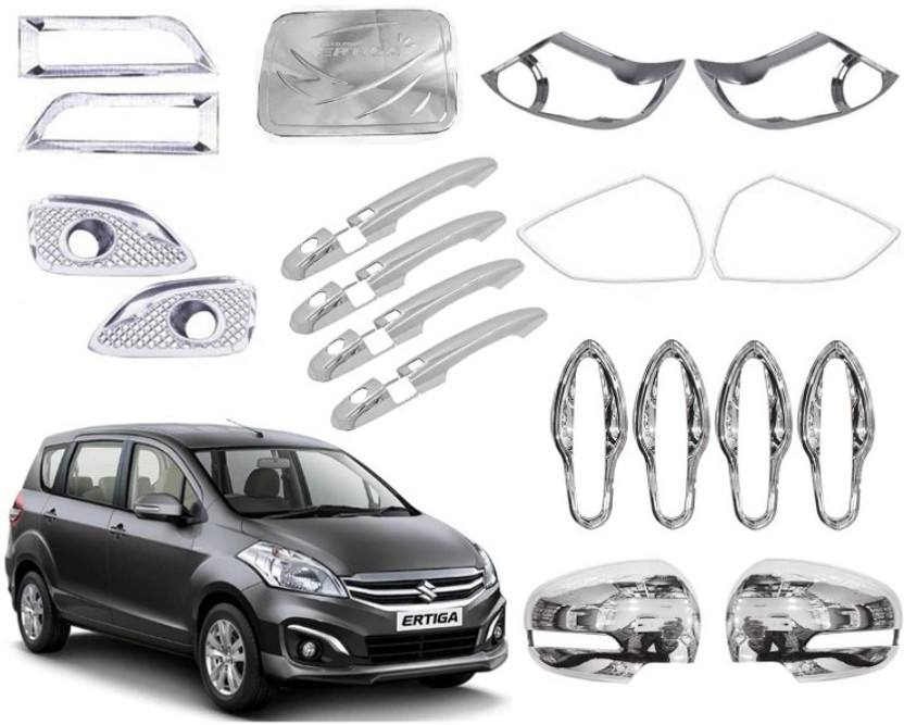 junior Exterior Chrome Accessories Combo Kit for Ertiga Type 2 (2015-2017) Set of 19Pcs Chrome Maruti Ertiga Side Garnish