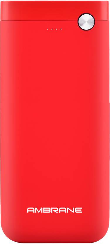 Ambrane 20000 mAh 10 W Power Bank Red, Lithium Polymer, Fast Charging for Mobile, Laptop, Tablet, Earbuds, Smartwatch, Smartband, Speaker, Trimmer