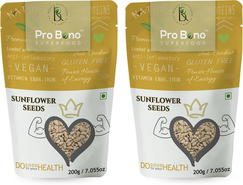 Beeare superfoods PROBONO Sunflower Seeds 200g x Pack of 2 100% natural Sunflower Seeds(2 x 100 g)