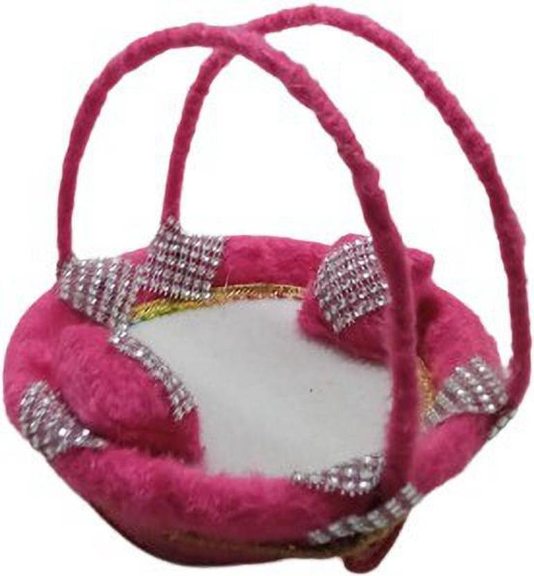 Kanha Bal Gopal Ji carry basket / basket with double metal handle size