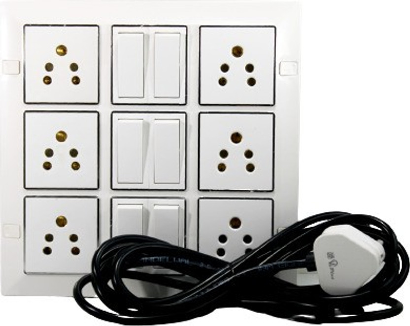 JELECTRICALS Modular Extension Board With 8 Meter Long Wire 6  Socket Extension Boards(White, 8 m)