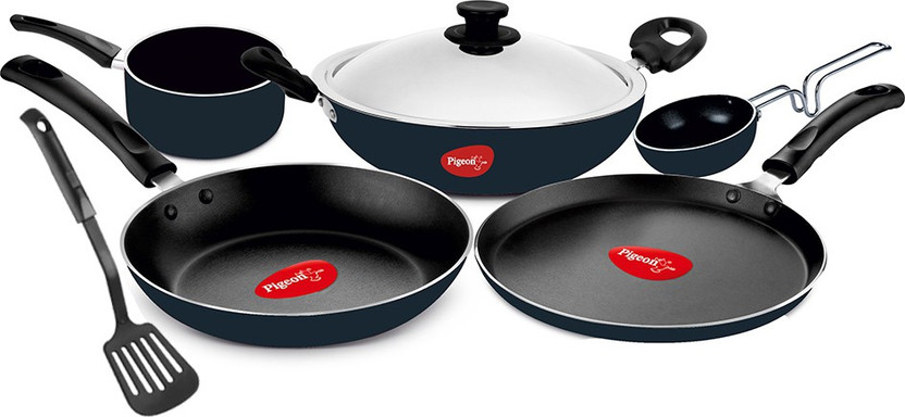 Pigeon Favourite Gift Non-Stick Coated Cookware Set(Aluminium, 6 - Piece)
