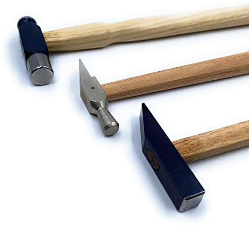 Erasio Ball Pein, Watchmakers Chisel Shape & Riveting Hammer Pack of 3 for Jewellery Making, Watchmaking, Beading, Carpentry, Leather Crafting, Metal Workshop Speciality Hammer(0.1 kg)