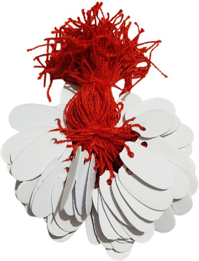 Productmine Paper Price Tag Tie Label for Jewellery Retail Shops Kitchen (Pack of 100 Pcs ) Non-adhesive Paper Label(White)