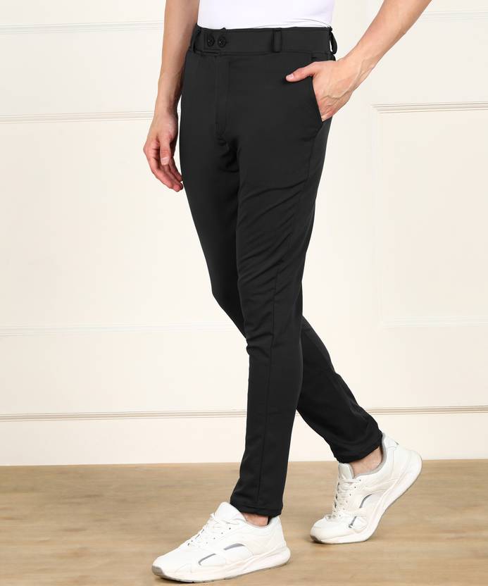 [Sizes 28, 30, 32, 34] METRONAUT By Flipkart Regular Fit Men Lycra Blend Black Lycra Blend Trousers