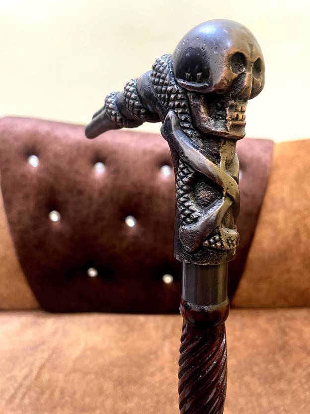 collectable Handmade Skull Head Handle Walking Stick Cane Horror Skull