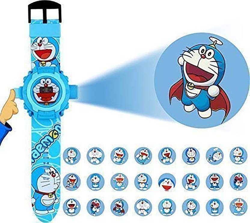 HATin HN+175 Doremon Light 24 Images doremon Projector Wrist Watch for Kids  Boys Girls Gift Birthday Digital Watch - For Boys