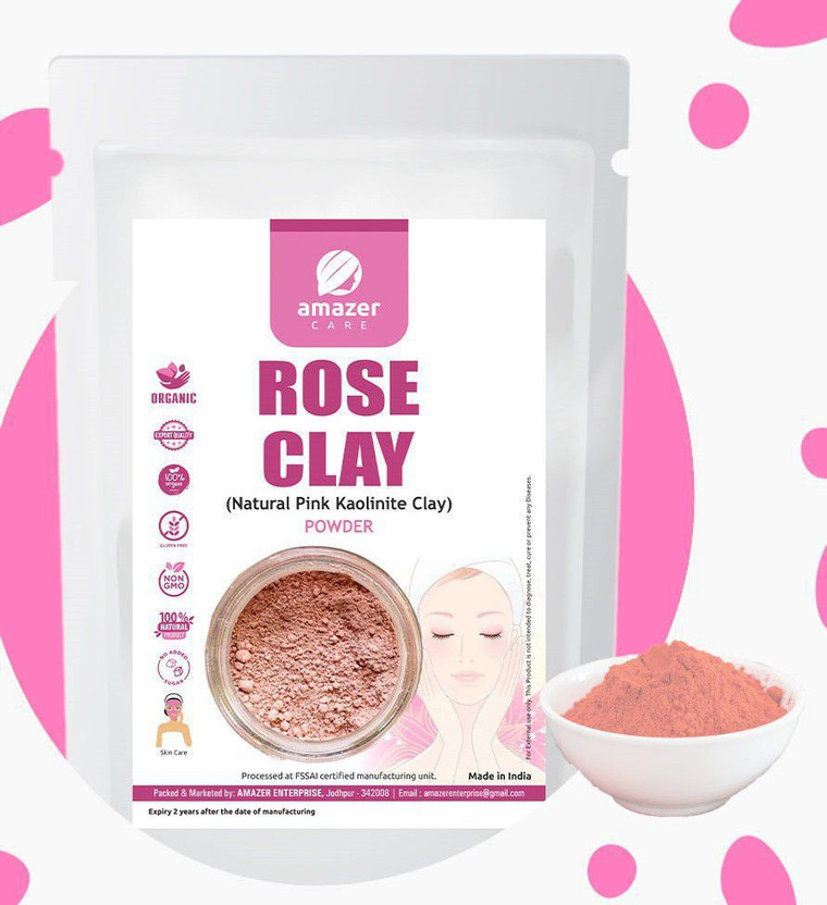 Amazer Care Rose Clay Powder | Natural Pink Kaolinite Clay | Face Mask & Skin Care(200 g)