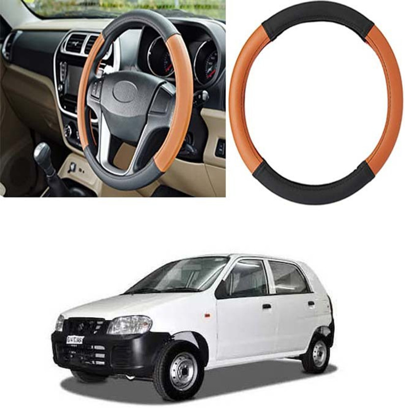 Etradezone Hand Stiched Steering Cover For Maruti Alto(Black, Tan, Leatherite)