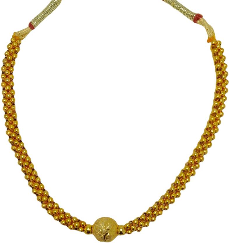 NSC Jewel Traditional New Design gold plated Maharashtrian Thushi for Women and Girl Beads Gold