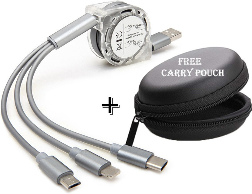 POZUB Fast Retractable Charging Data Cable Multiple Port Charging Cable+Carry Pouch Charging Pad